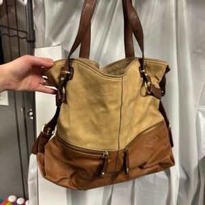 Two-Tone Pleather Tote Bag